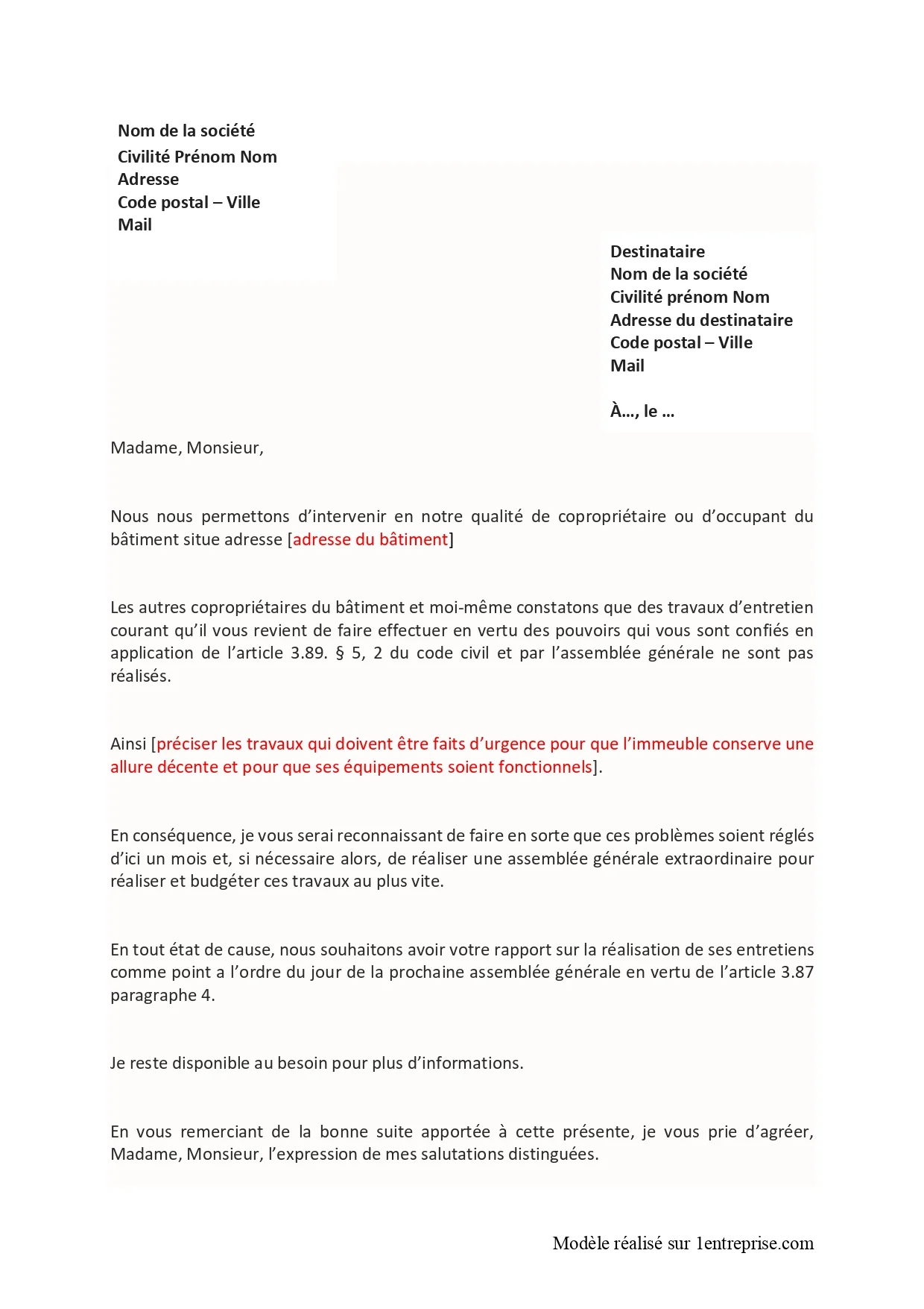 Demander au syndic d’exécuter des travaux dans la copropriété