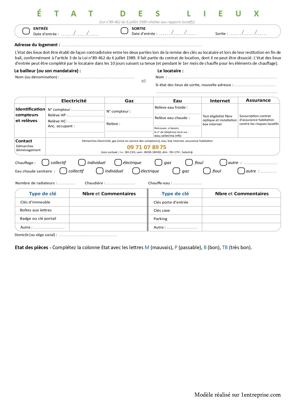 Modèle d’état des lieux gratuit (PDF)