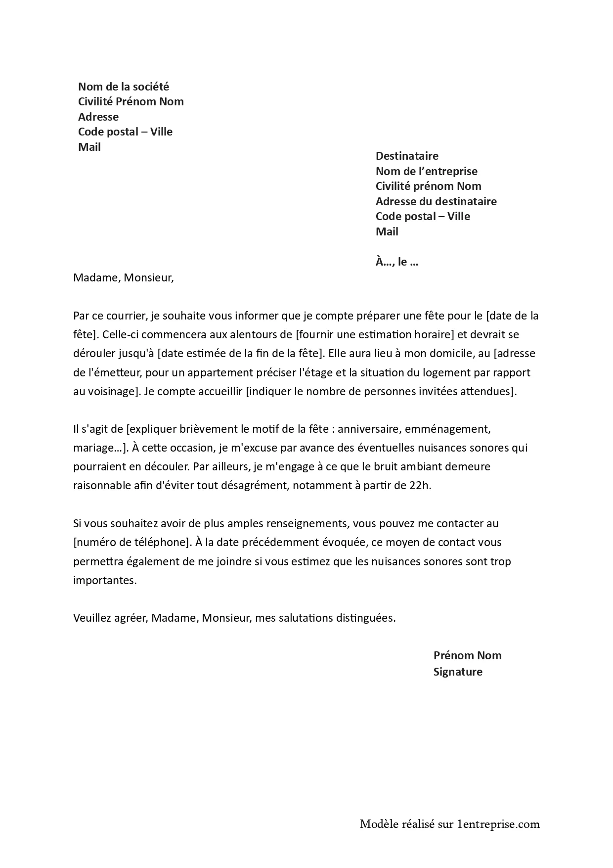 Prévenir ses voisins que vous allez faire la fête